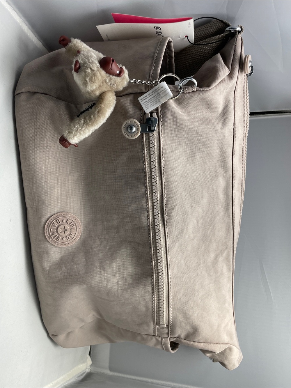 Kipling Light Beige Messenger Crossbody with Signature Monkey Charm - Picture 12 of 14